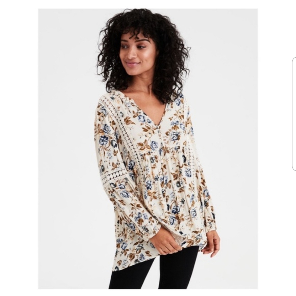 American Eagle Boho Floral Blouse
